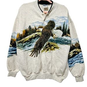 Vintage 90s Art Unlimited Eagle Double Sided Sweatshirt Size Large